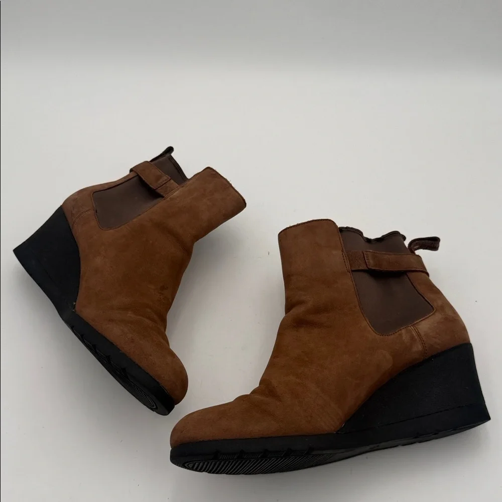 Ugg Brown Suede Ankle Boots wedge women 10 pull on winter casual office Y2K